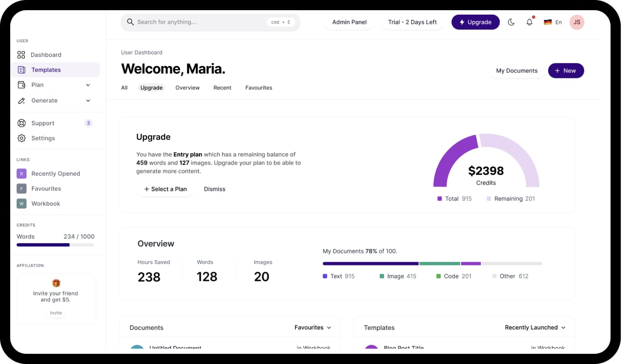 xora ai Dashboard Mockup